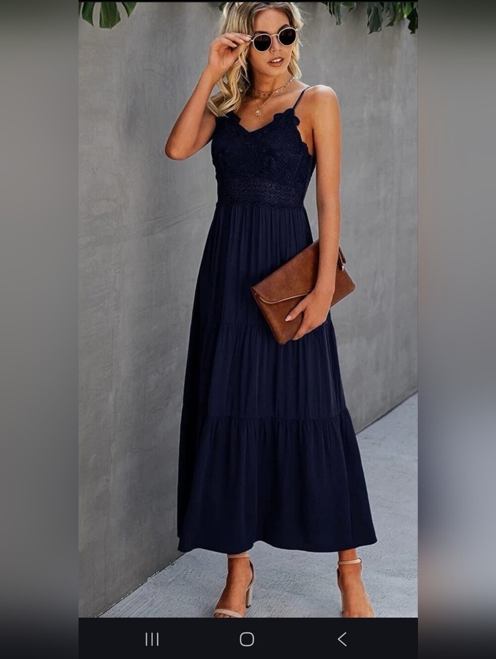 Womens Spaghetti Strap Maxi Dress Blue Womens Size Large